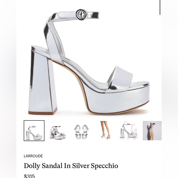 Larroude Dolly Heel Sandal in color Silver, Size 7.5, New with Box - Picture 4 of 6